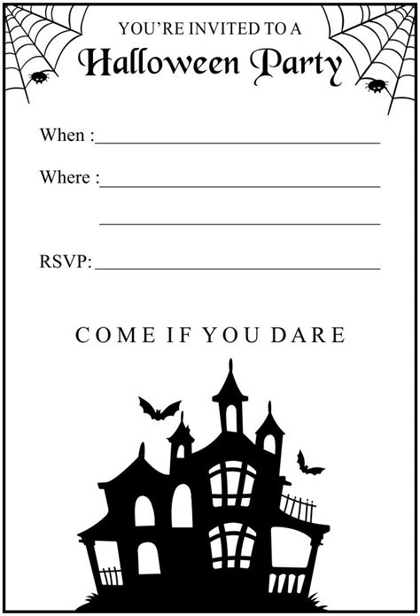 Free Printable Halloween Invitations Black White